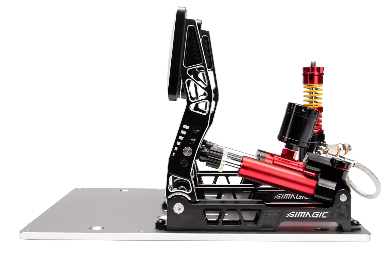 Pédalier hydraulique Simagic à trois pédales avec accumulateur et plaque de base en aluminium