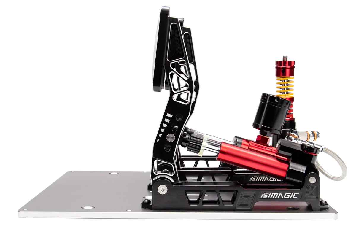 Pédalier hydraulique Simagic à trois pédales avec accumulateur et plaque de base en aluminium